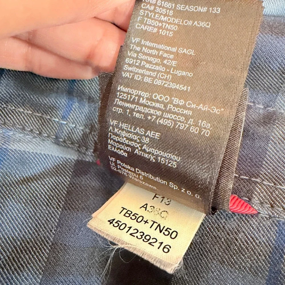 The North‎ Face Shirt Mens XL Blue Plaid A36Q Snap Front Long Sleeve Hiking Top